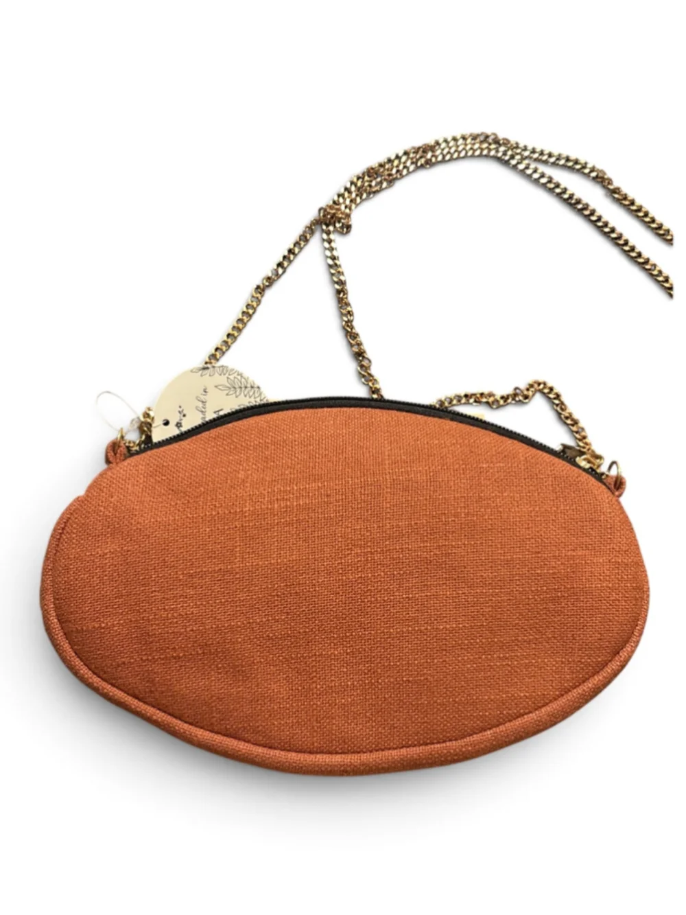 Beaded Football Clutch Bag, One Size, Brown and White